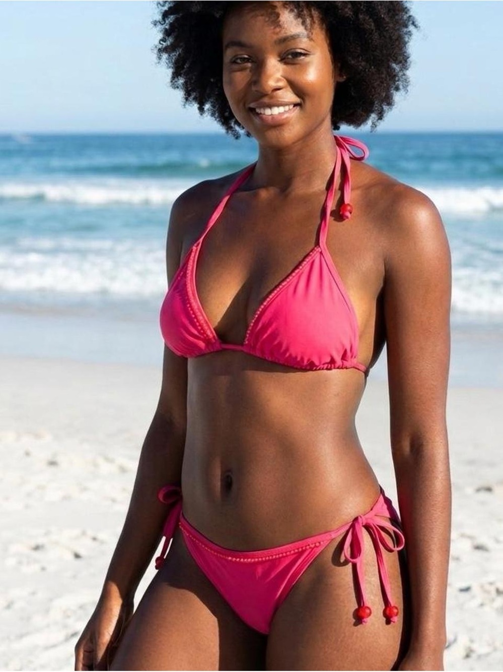 2007 GAP Hot Pink Tie-Side Triangle Bikini Set